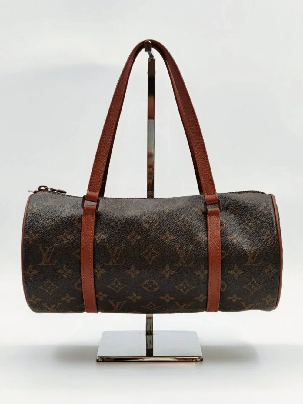 Louis Vuitton Monogram Papillon 30 Barrel Shoulder Bag Brown Canvas Vintage